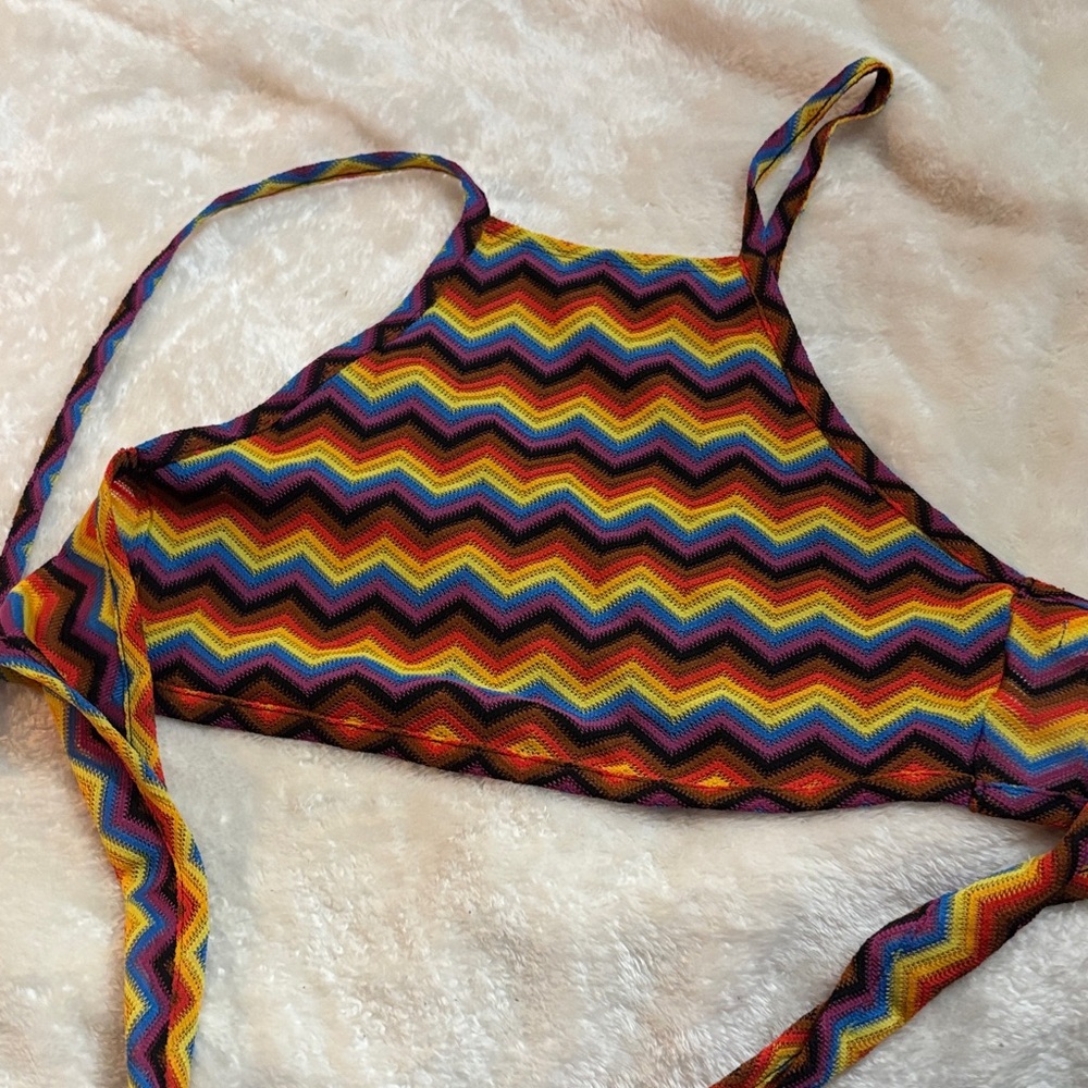 Multicolor Chevron Crop Top